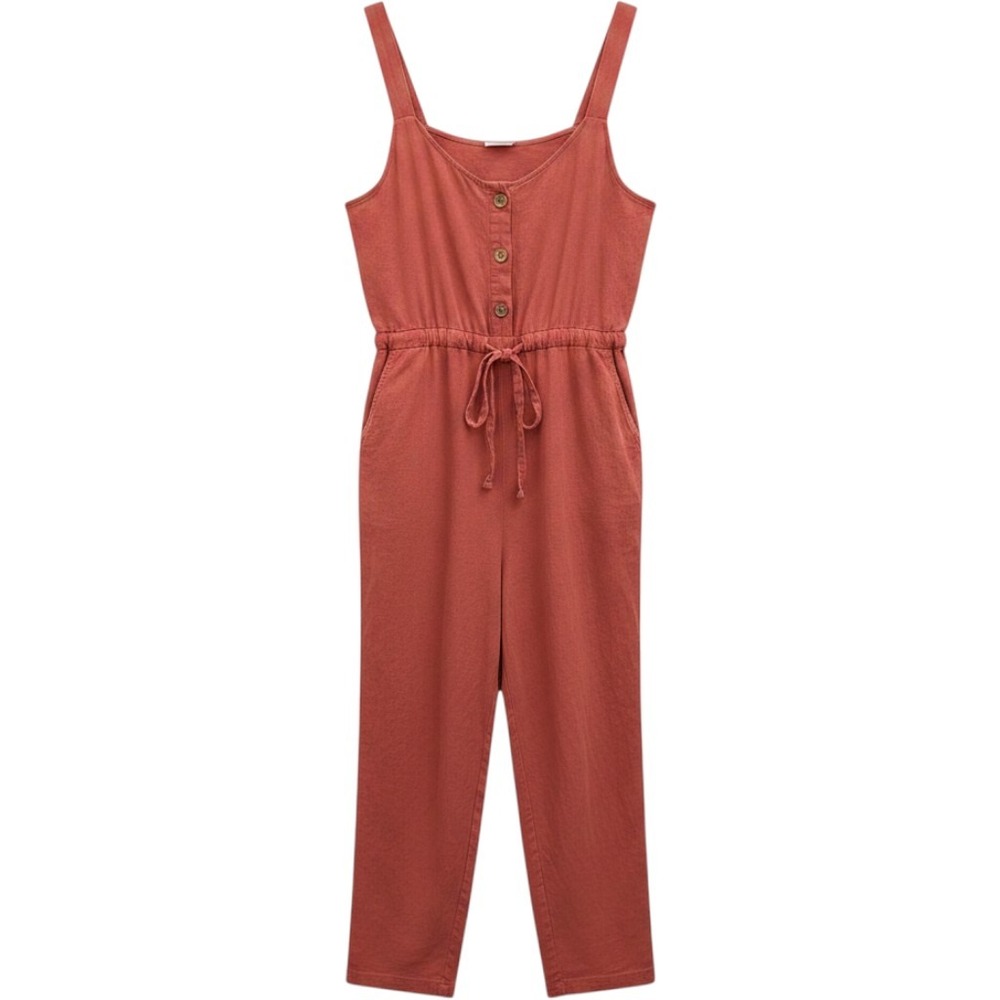 Isabel Maternity Women Jumpsuit L Terracotta Linen Blend Button Boho Coastal